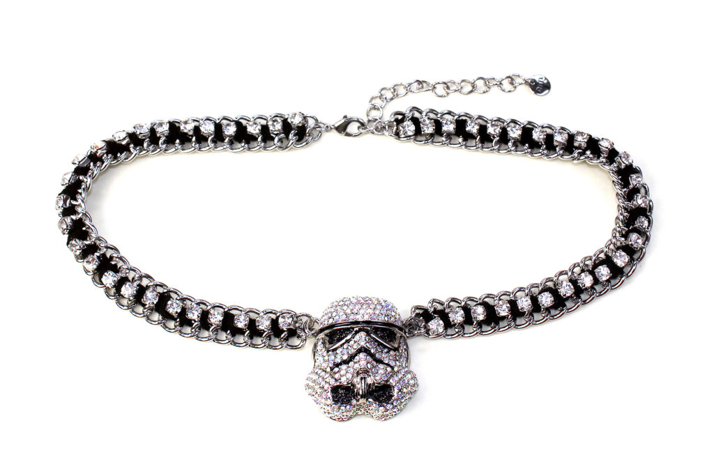  Stormtrooper pave’ silvertone velvet ribbon link necklace by SG@NYC