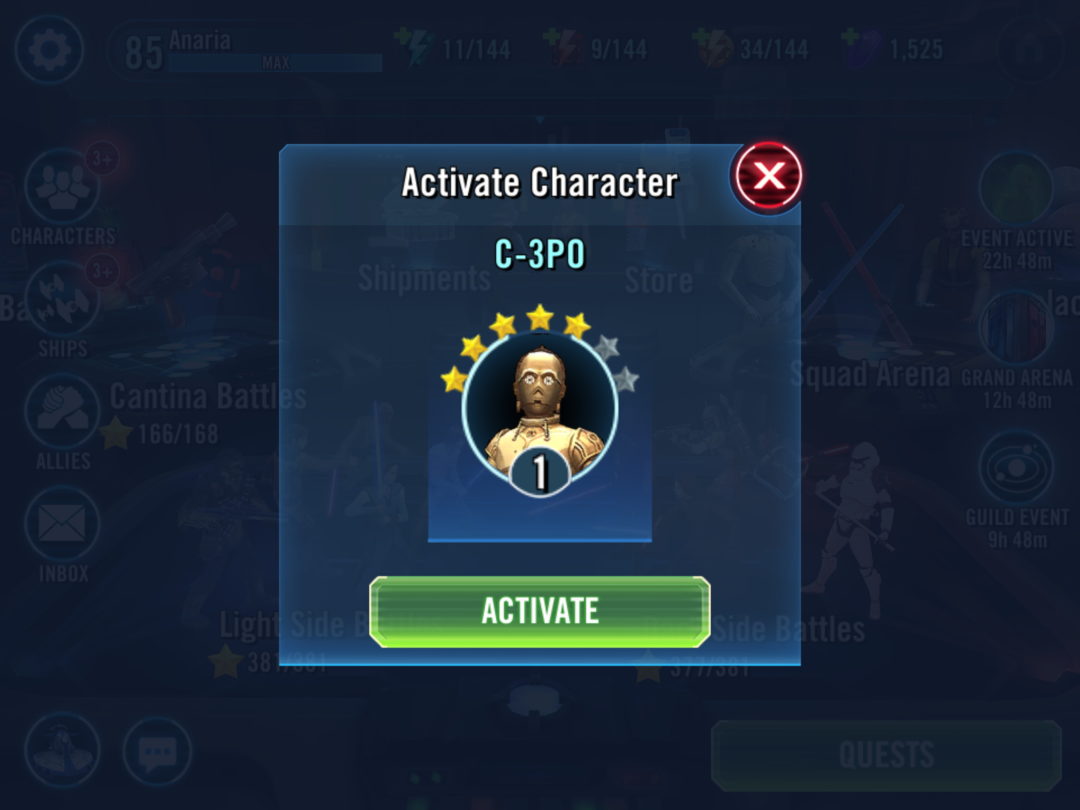 Star Wars Galaxy Of Heroes - C-3PO Event