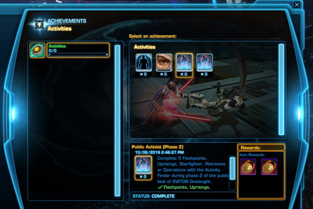 Star Wars The Old Republic - PTS 2019 Achievements