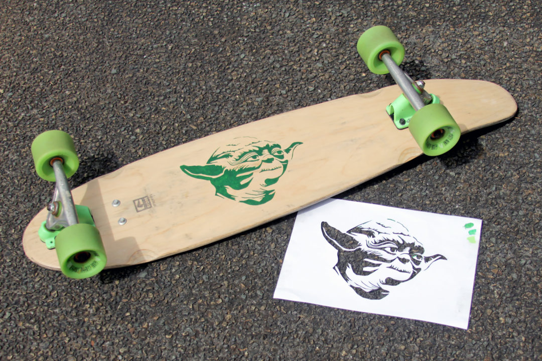 Custom Star Wars Skateboard - Stencil Yoda