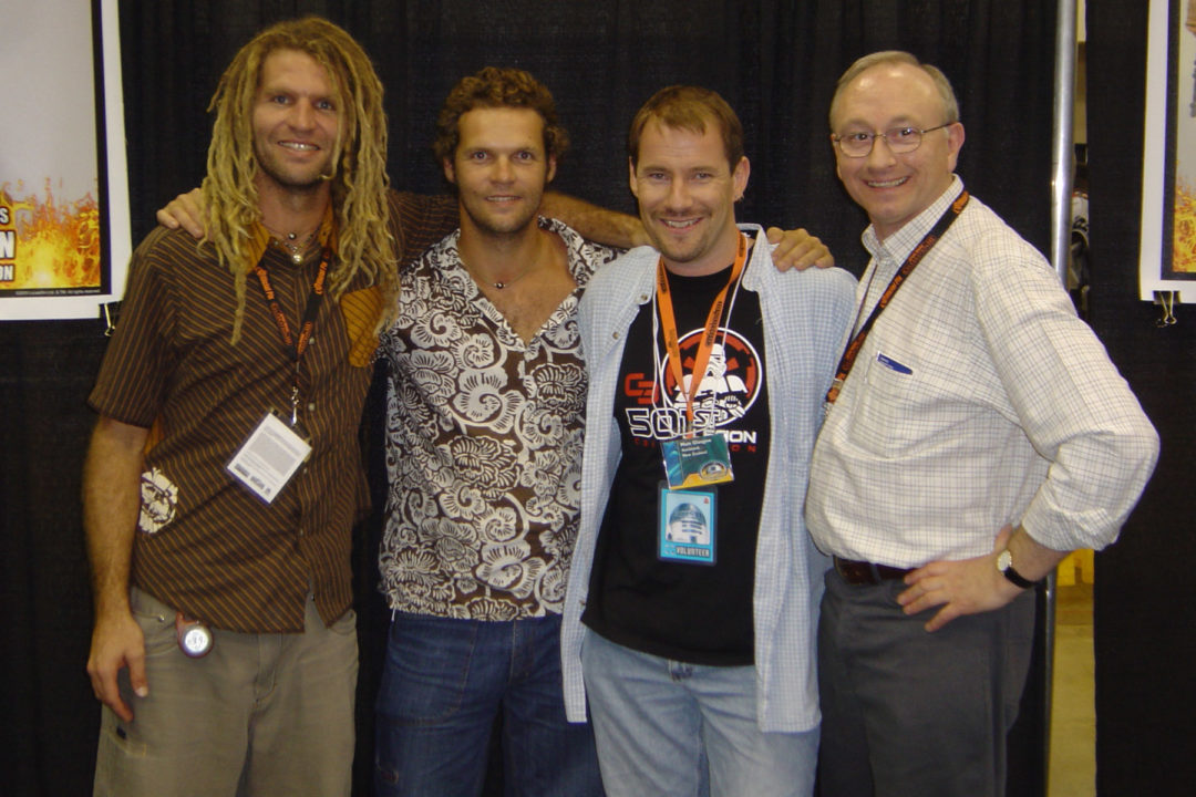 Matt with Gerald Home (TESEEK, MON CALAMARI OFFICER)a, Zac Jensen (KIT FISTO) and Jesse Jensen (SAESEE TIIN)